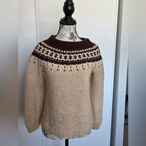 Vintage 70s Hand Knit Wool Fair Isle Sweater